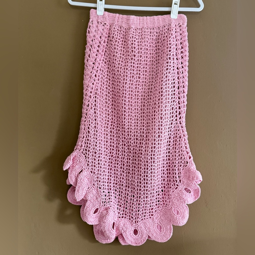 Chasing Unicorns Pink Moon Crochet Midi Skirt, Size M